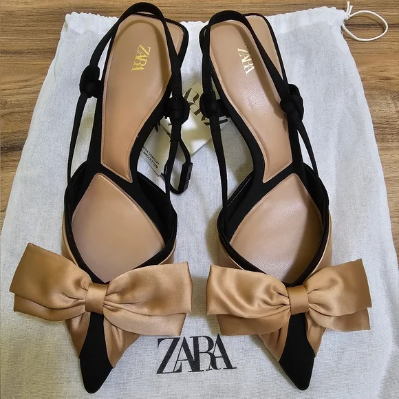 Zara, BOW TRIM SLINGBACKS, US 7.5 - Picture 2 of 14